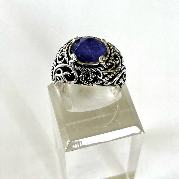 CAROLYN POLLACK RELIOS* Southwestern Style Sterling Blue Lapis Lazuli Stone Ring - Picture 3 of 7